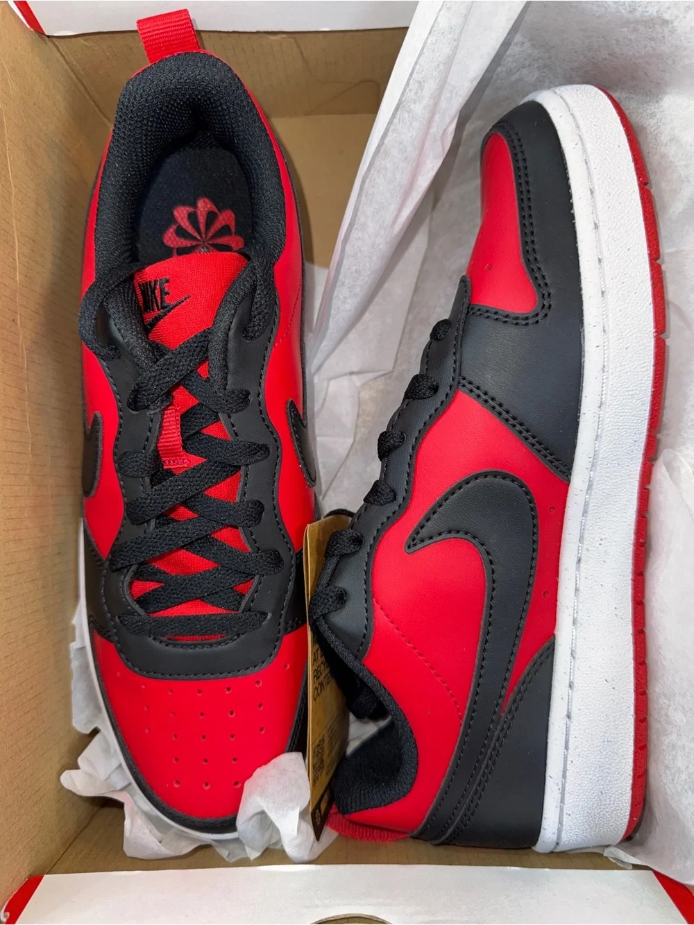 🔥Nike Court Borough Low Recraft Red/Black Youth 6Y Women’s 7.5 DV5456-600🔥